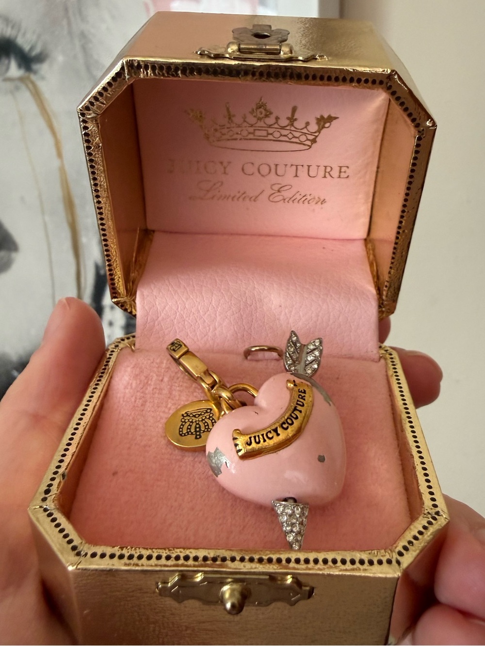 Juicy Couture Pink and Gold Heart Charm
